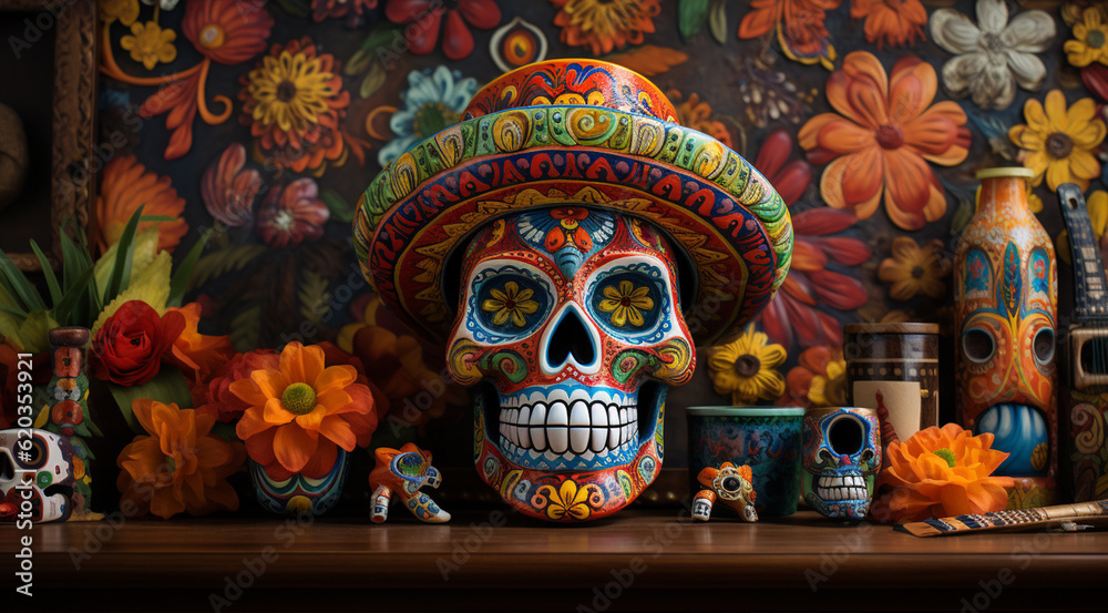 traditional figures of Mexico, festival of the dead generativa IA