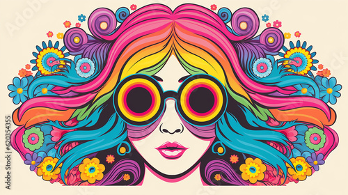 Ilustra    o vintage do slogan LOVE com arco-  ris de cores pastel - Impress  o vetorial de texto gr  fico hippie retr   para camiseta feminina