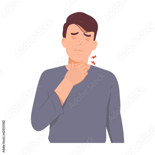Photographie Man with sore throat caused by virus or bacteria