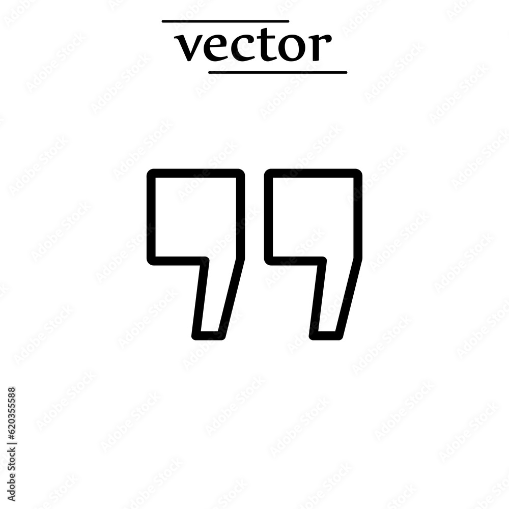 quote icon vector sign design flat illustration on white background. quote icon vector sign design flat illustration on white background.