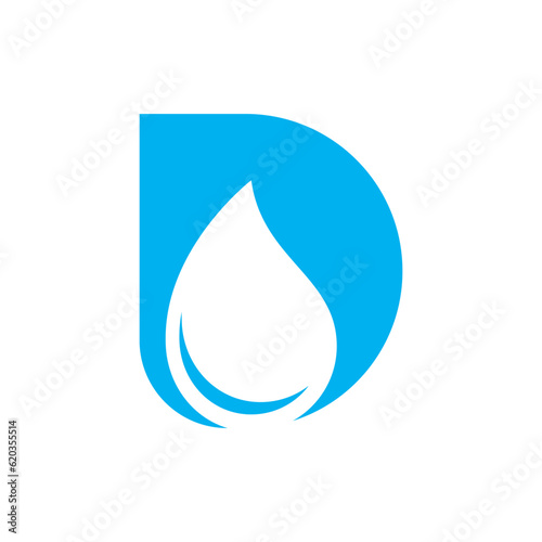 sign of d letter combined with waterdrop logo vector icon illustration