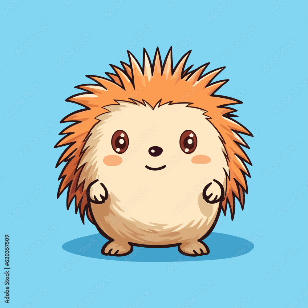 Fototapeta premium Cute Echidna Cartoon Character: Perfect for Children's Products and Educational Materials