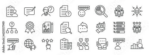 Survey line icons. Editable stroke. For website marketing design, logo, app, template, ui, etc. Vector illustration.