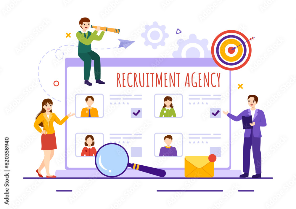 Recruitment Agency Vector Illustration with Managers Searching Candidate for Job Position in Flat Cartoon Hand Drawn Background Templates Recruitment Agency Vector Illustration with Managers Searching Candidate for Job Position in Flat Cartoon Hand Drawn Background Templates