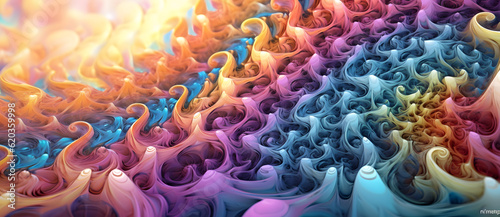 abstract fracta image with a rainbow swirl like wave Generated by AI photo