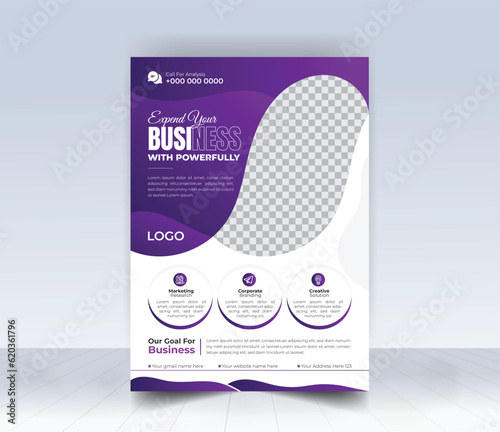 Corporate poster flyer brochure, cover design, annual report template. layout space for photo background.
