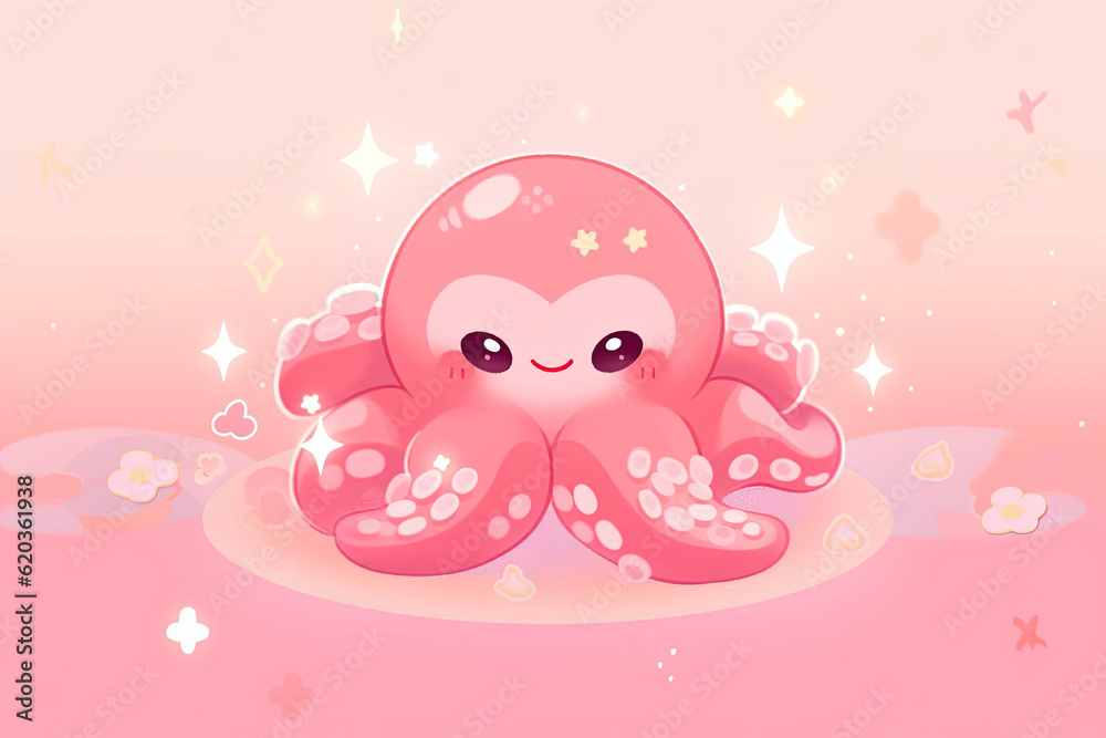 happy cartoon octopus , white background,ai jenerater. happy cartoon octopus , white background,ai jenerater.
