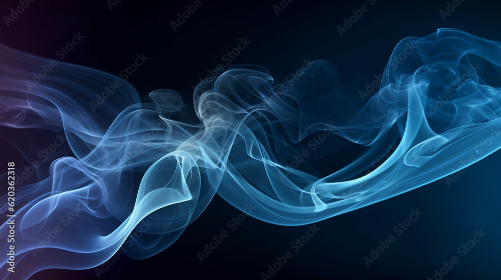 Fototapeta premium blue smoke on black background, AI-Generated