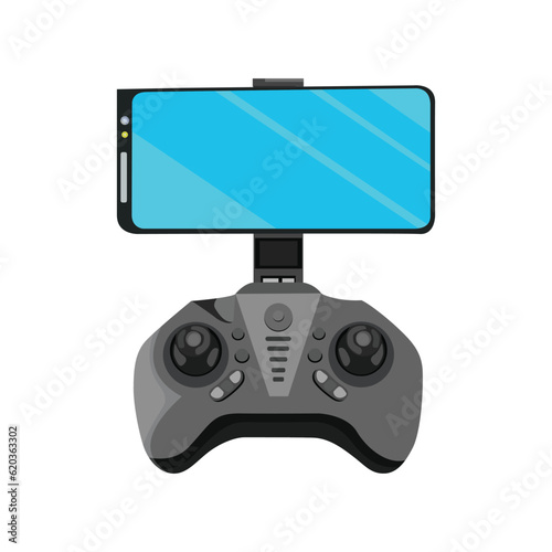 Vector illustration of modern air drones, quadrocopters and remote control drones isolated on white background. Flat cartoon style UAV for military and business equipment.
