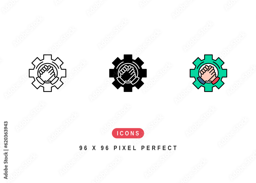 Fototapeta premium Commitment Icon. Trust Handshake Partnership Symbol Stock Illustration. Vector Line Icons For UI Web Design And Presentation
