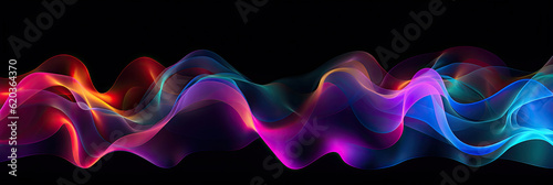 Abstract liquid background with colorful wave on black background. 