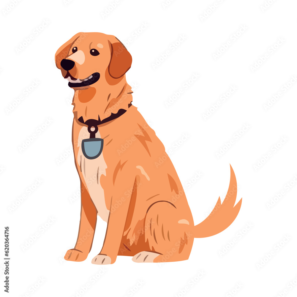 Playful puppy sitting, cheerful and loyal Playful puppy sitting, cheerful and loyal