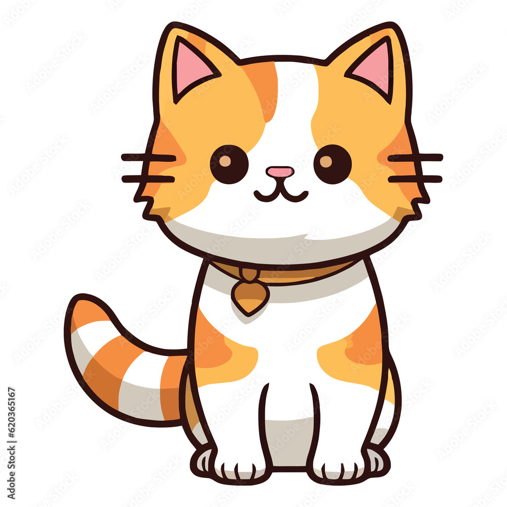 Playful Paws: Heartwarming 2D Illustration of a Khao Manee Cat Playful Paws: Heartwarming 2D Illustration of a Khao Manee Cat