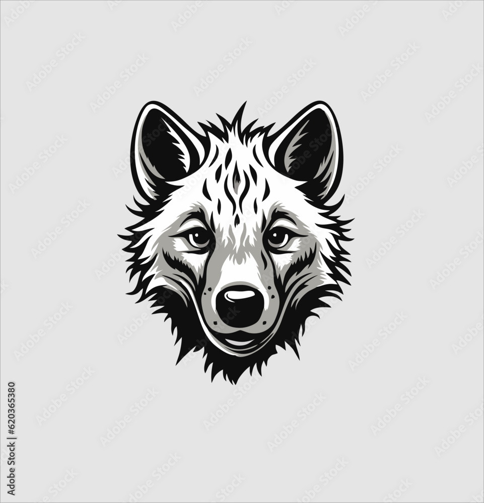 Hyena logo icon vector with piercing stare isolated