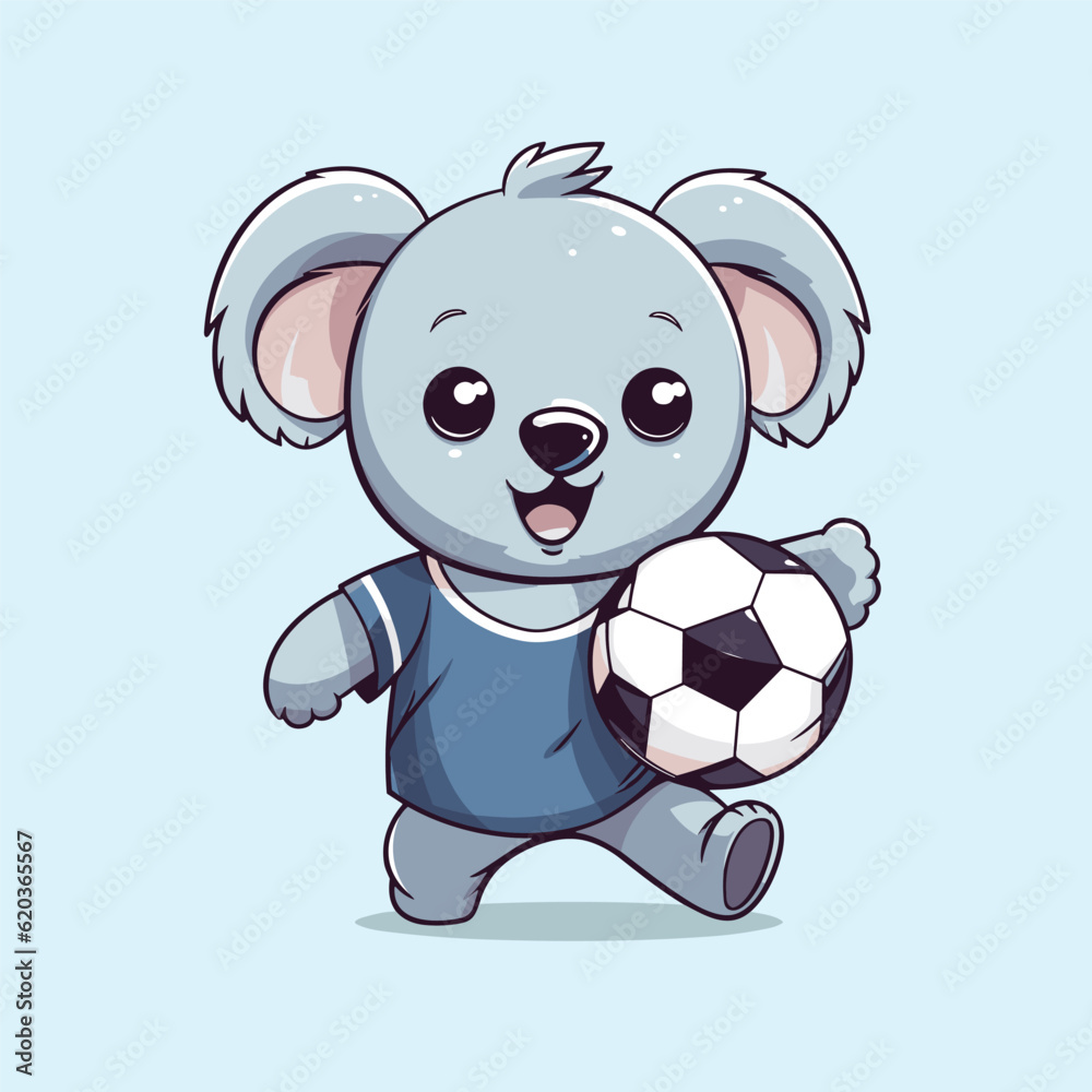 cute koala playing football vector illustration cute koala playing football vector illustration