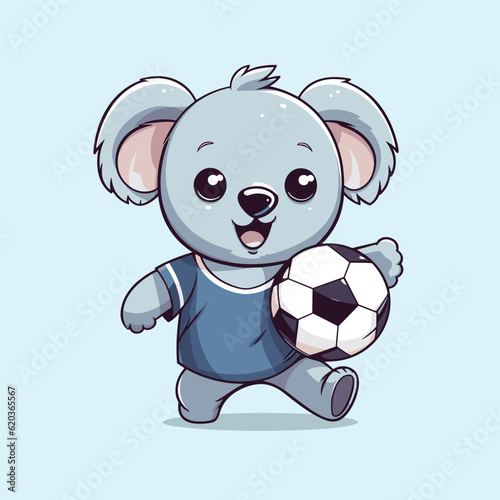 cute koala playing football vector illustration