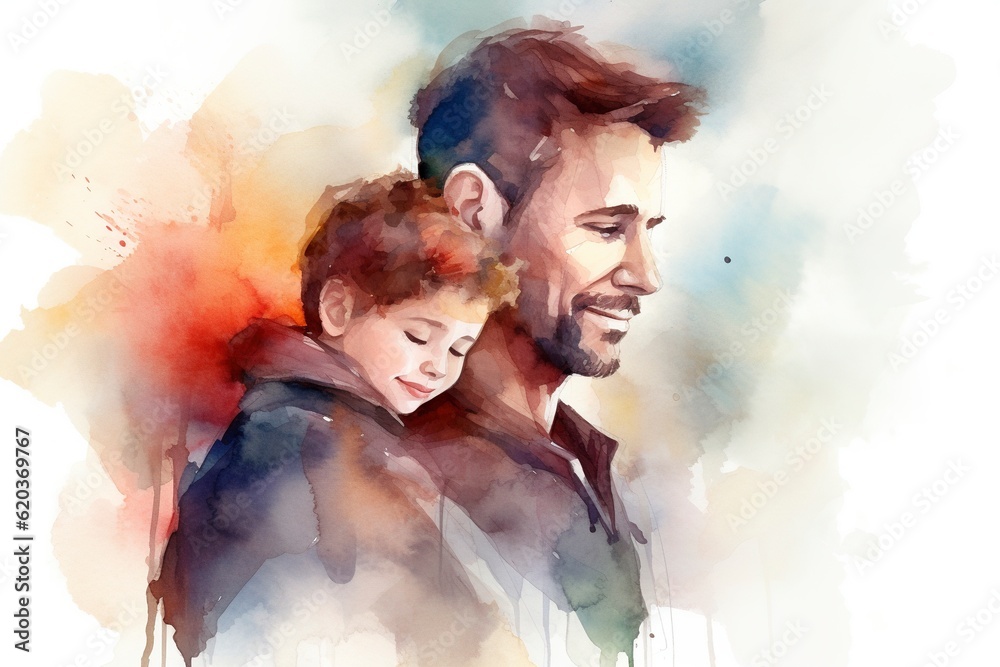 Happy Fathers Day background , water color  style, generative ai
