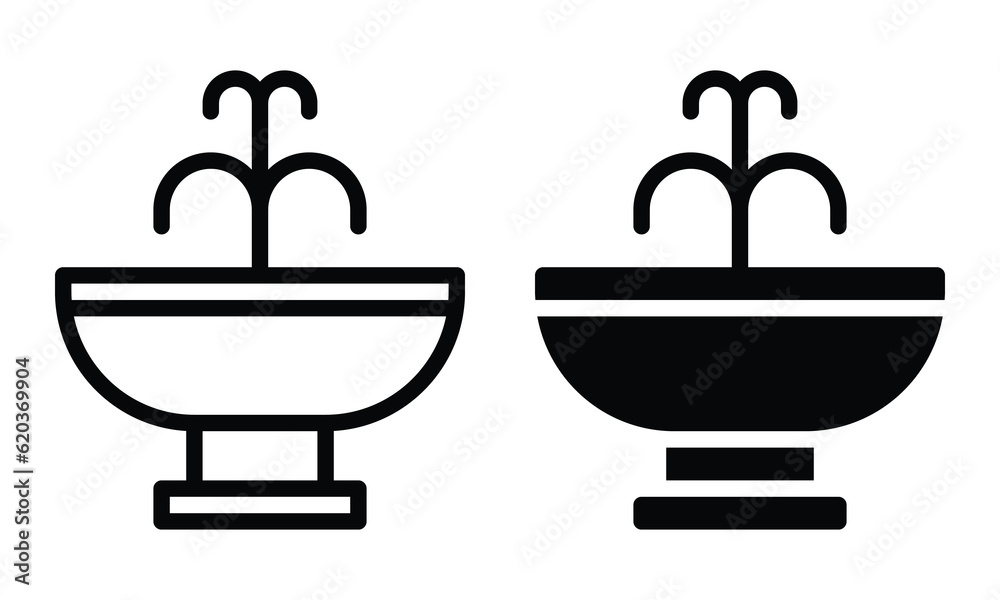 Fountain icon with outline and glyph style. Fountain icon with outline and glyph style.