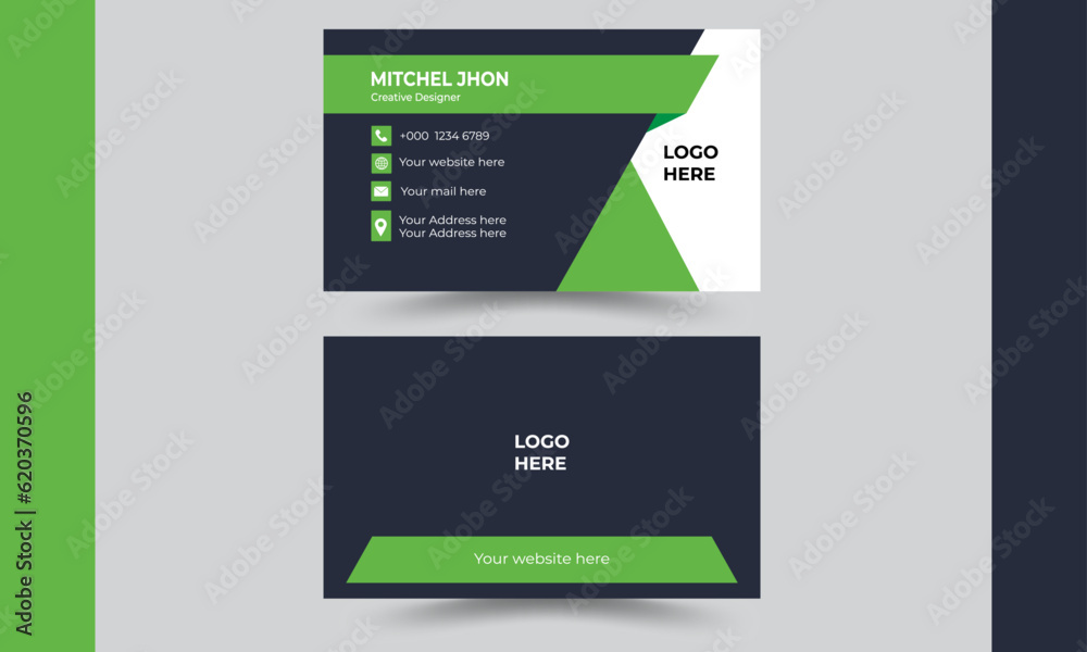Modern and simple business card design . double sided business card design template . professional business or visiting card design.
