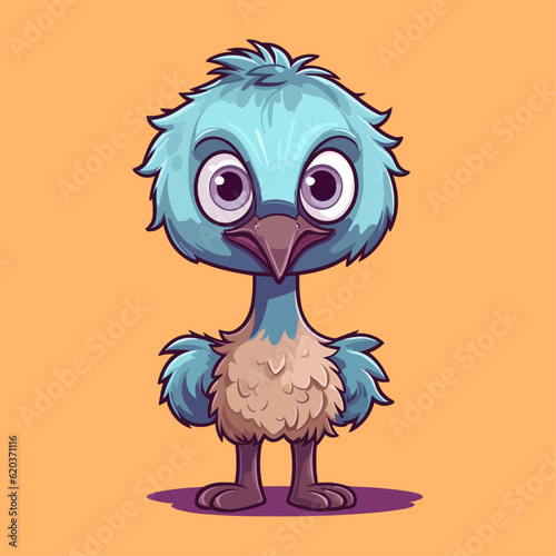 Cute Emu and Ostrich Cartoon Characters: Perfect for Children's Products and Wildlife-themed Designs