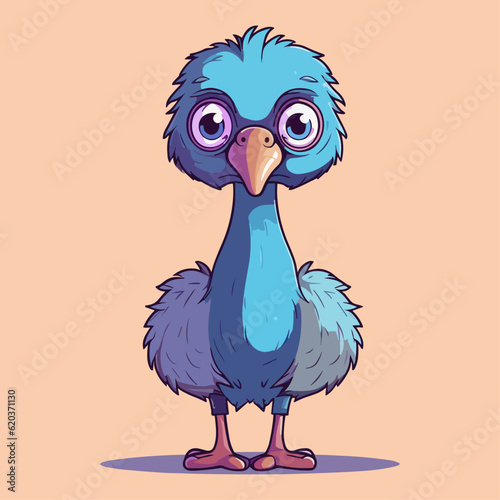 Cute Emu and Ostrich Cartoon Characters: Perfect for Children's Products and Wildlife-themed Designs