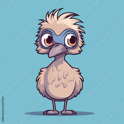 Cute Emu and Ostrich Cartoon Characters: Perfect for Children's Products and Wildlife-themed Designs