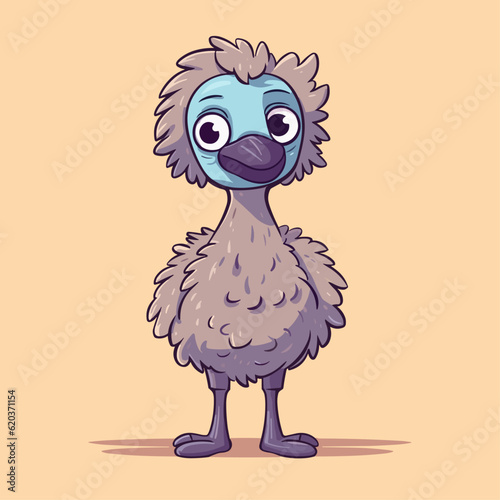 Cute Emu and Ostrich Cartoon Characters: Perfect for Children's Products and Wildlife-themed Designs