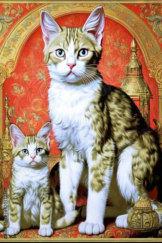 Playful Royalty: A Purrfectly Adorable Affair in Rich Hues