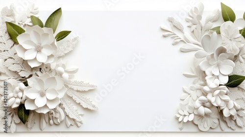 Floral border frame card template. multicolor flowers, leaves, for banner, wedding card. Springtime composition with copy-space, Generative AI illustration