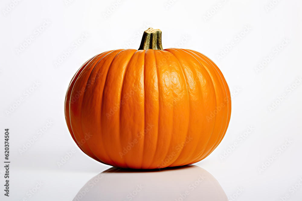 Whimsical Glow Vibrant Pumpkin Illuminating a White Background. created with Generative AI Whimsical Glow Vibrant Pumpkin Illuminating a White Background. created with Generative AI