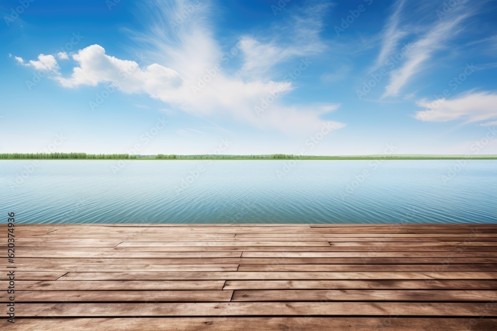 wooden deck with a scenic view of a vast body of water