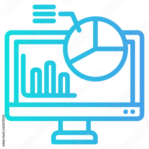 Computer analytics icon in gradient style, use for website mobile app presentation