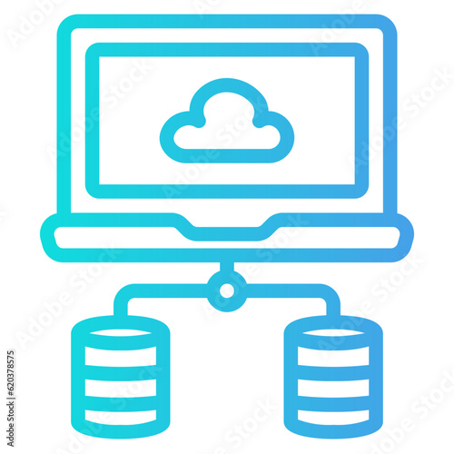 Database laptop icon in gradient style  use for website mobile app presentation