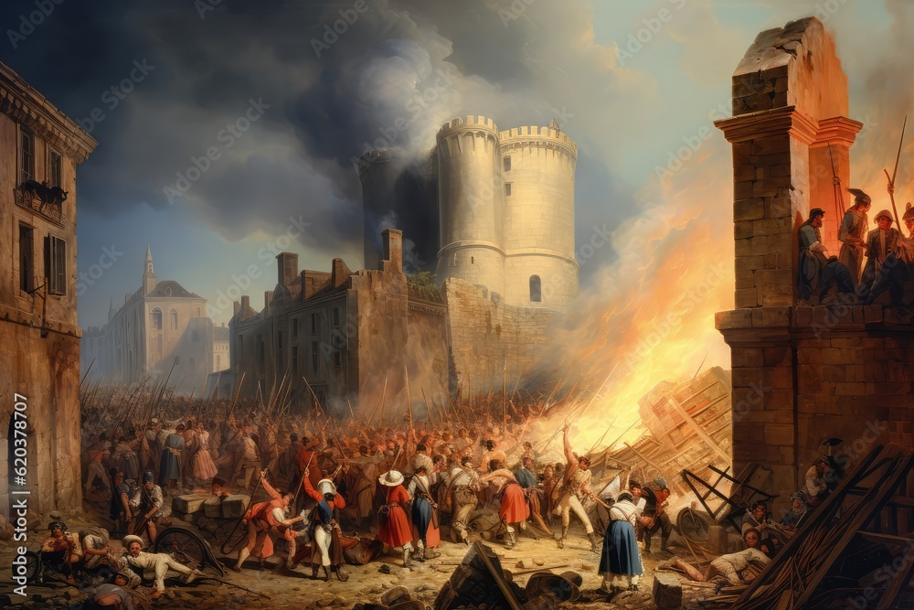 Revolutionary Bastille in Art: Concept for Historic French Transition, National Liberty, and Patriotic Remembrance. Generative AI