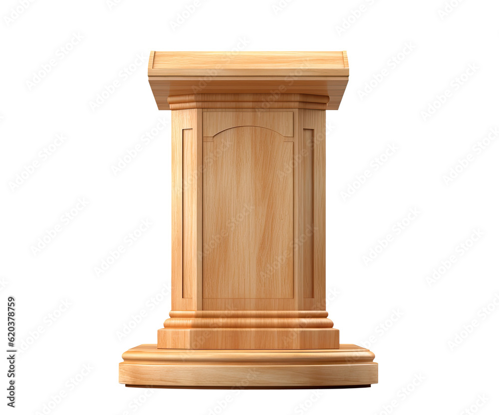 Wooden podium isolated on transparent background, Generative AI