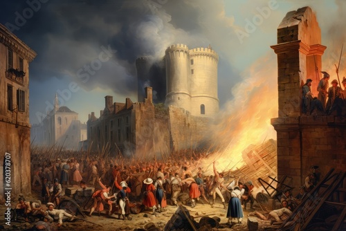 Obraz na płótnie Revolutionary Bastille in Art: Concept for Historic French Transition, National Liberty, and Patriotic Remembrance. Generative AI w salonie