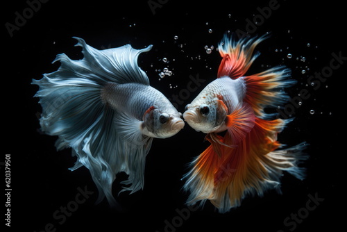 Halfmoon betta fish, siamese fighting fish, Capture moving of fish © waranyu