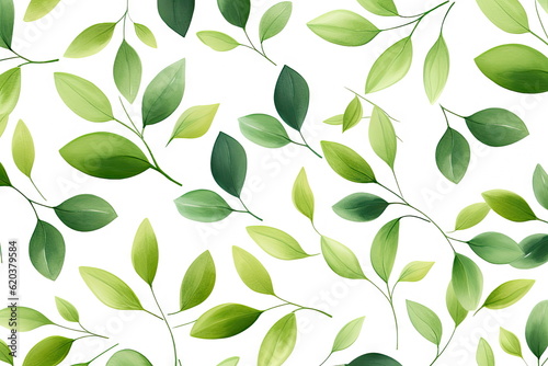 green leaves on white background