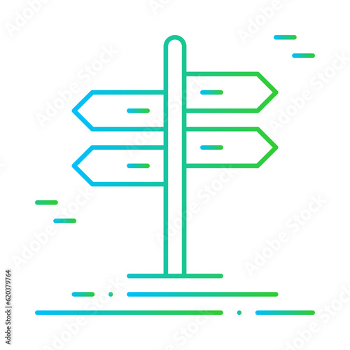 Sign Board Travel and tourism icon with blue and green gradient style. frame, information, post, direction, way, street, location. Vector illustration