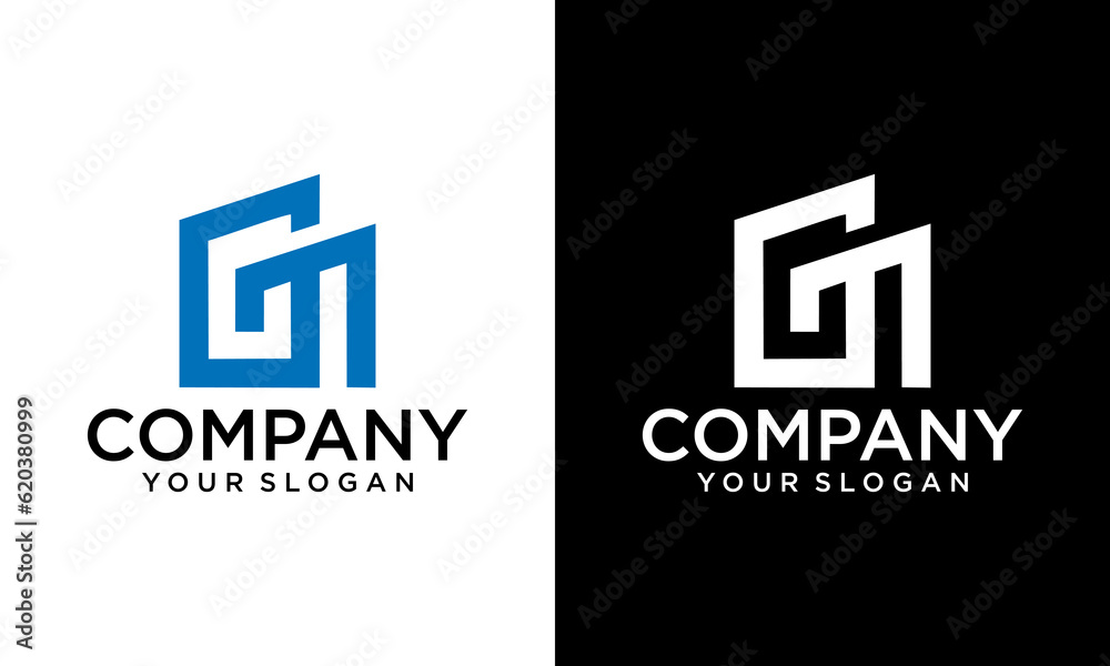 Illustration modern initial MG or GM in the form of geometric and minimalist logo design - obrazy, fototapety, plakaty 