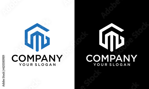 Illustration modern hexagon initial MG or GM in the form of geometric and minimalist logo design