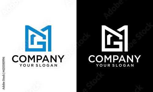 Illustration modern initial MG or GM in the form of geometric and minimalist logo design