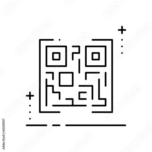 Barcode E Commerce icon with black outline style. qr, identification, price, scanning, reader, app, payment. Vector illustration