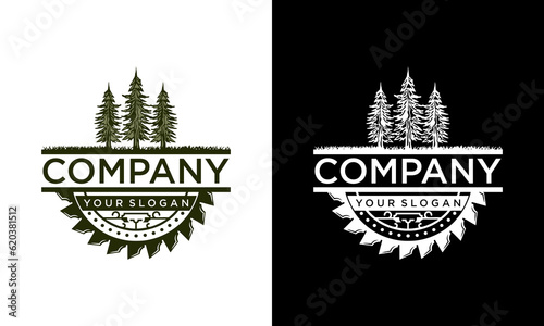 wood work logo design wood plane circular saw vintage timber lumberjack workshop wood log element