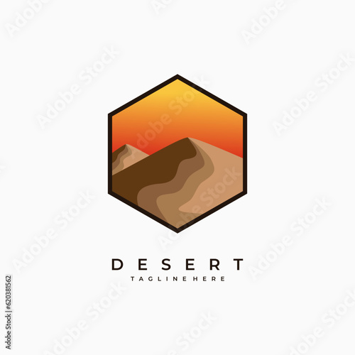 desert cactus camel vector template sand dunes landscape graphic illustration