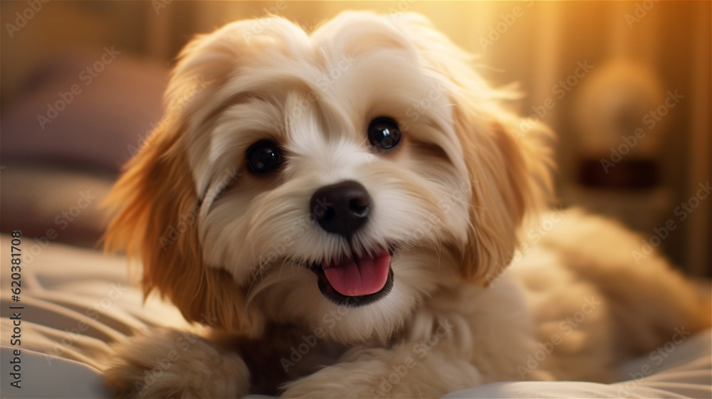 Illustration of a Smiling Maltese Puppy
