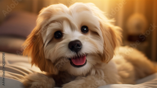 Illustration of a Smiling Maltese Puppy © Daniel L