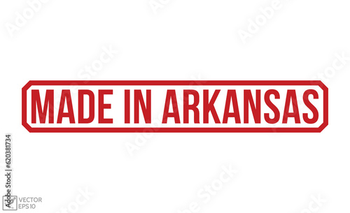 Made in Arkansas Red Rubber Stamp vector design.