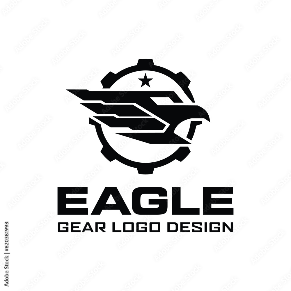 Eagle Logo. Military Eagle gear logo design template Illustration Eagle Logo. Military Eagle gear logo design template Illustration