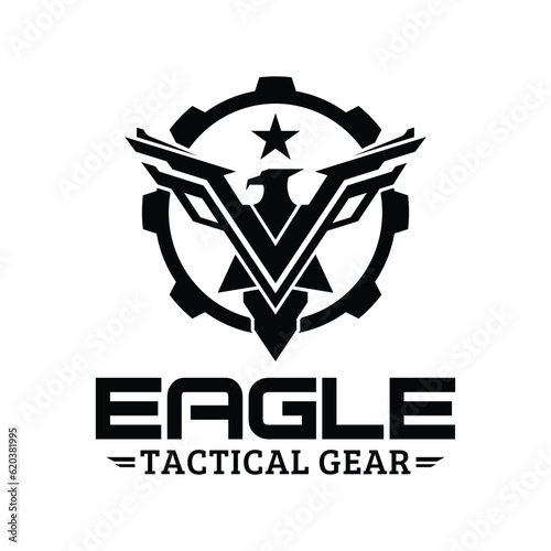 Eagle Logo Design. Eagle tactical gear vector logo design illustration template
